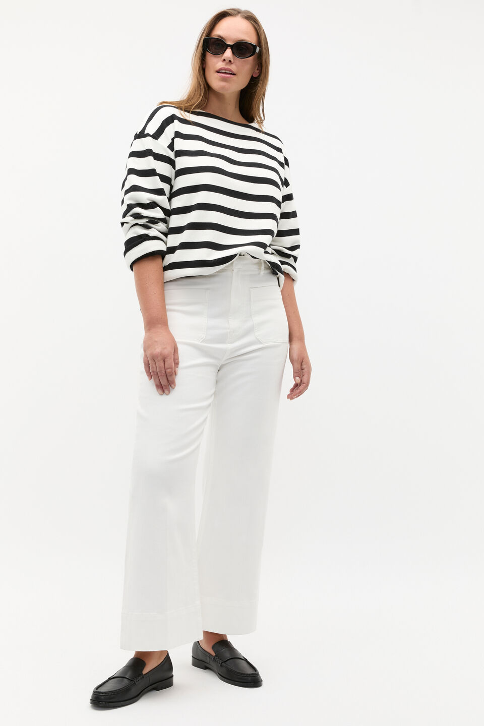 Terry Stripe Top  Black Stripe