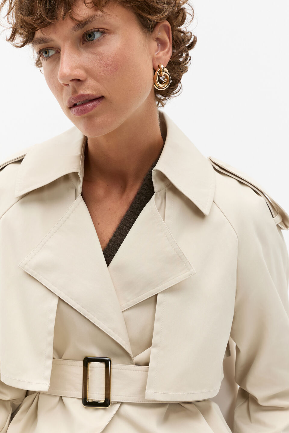 Cropped Trench Coat  Oat