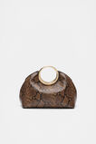Leather Ring Detail Clutch  Toffee Snake Print  hi-res