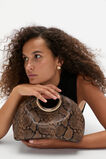 Leather Ring Detail Clutch  Toffee Snake Print  hi-res