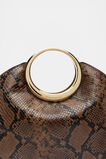 Leather Ring Detail Clutch  Toffee Snake Print  hi-res