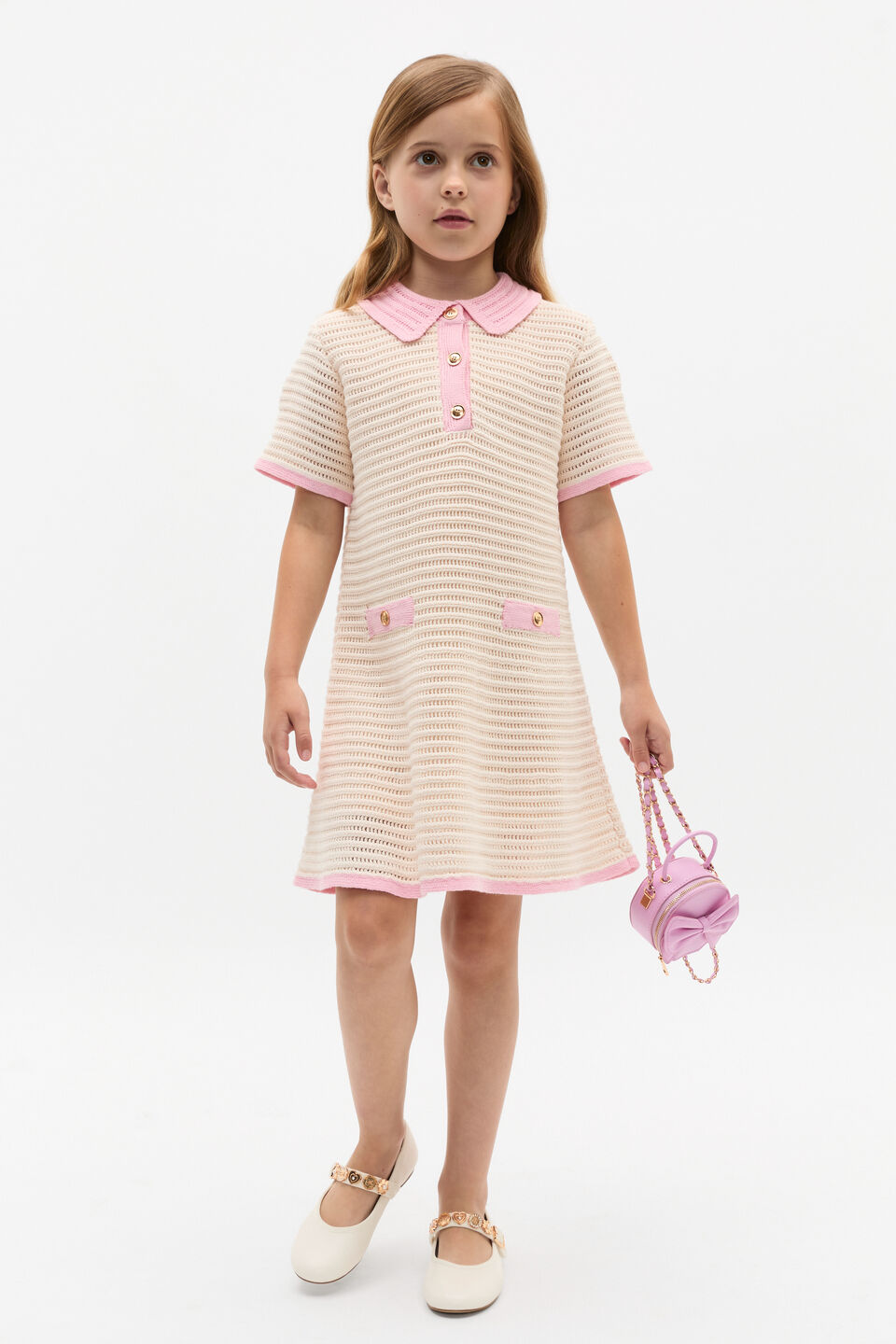 Crochet Button Dress  Chiffon