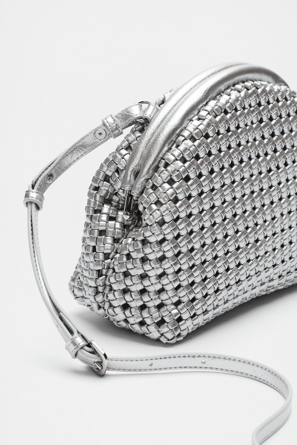 Framed Woven Pouch  Silver