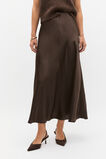 Satin Midi Swing Skirt  Dark Espresso  hi-res