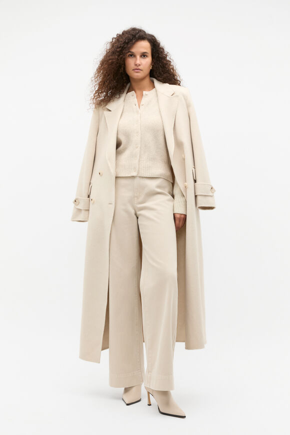 Merino Button Up Knit Cardigan  Oat Marle  hi-res