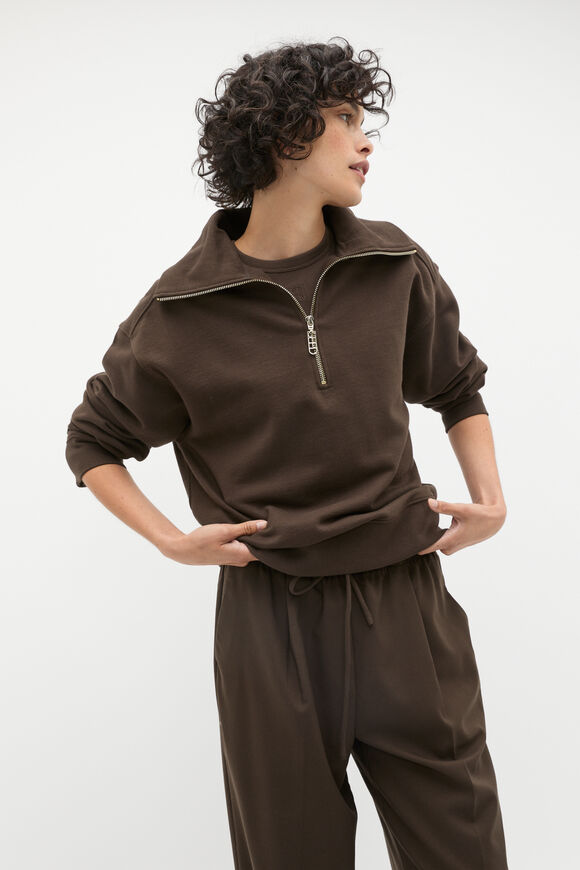 Core Heritage Half Zip Sweat  Dark Espresso  hi-res