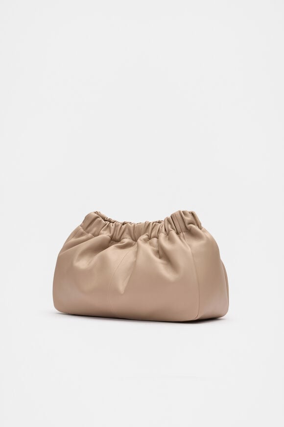Leather Rouched Clutch  Cookie  hi-res