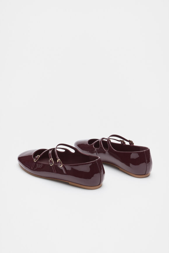 Cameron Triple Strap Ballet Flat  Dark Plum Patent  hi-res