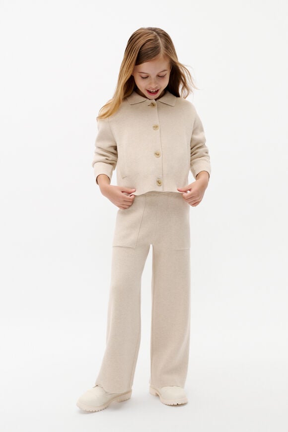 Button Up Cardigan  Oat Marle  hi-res