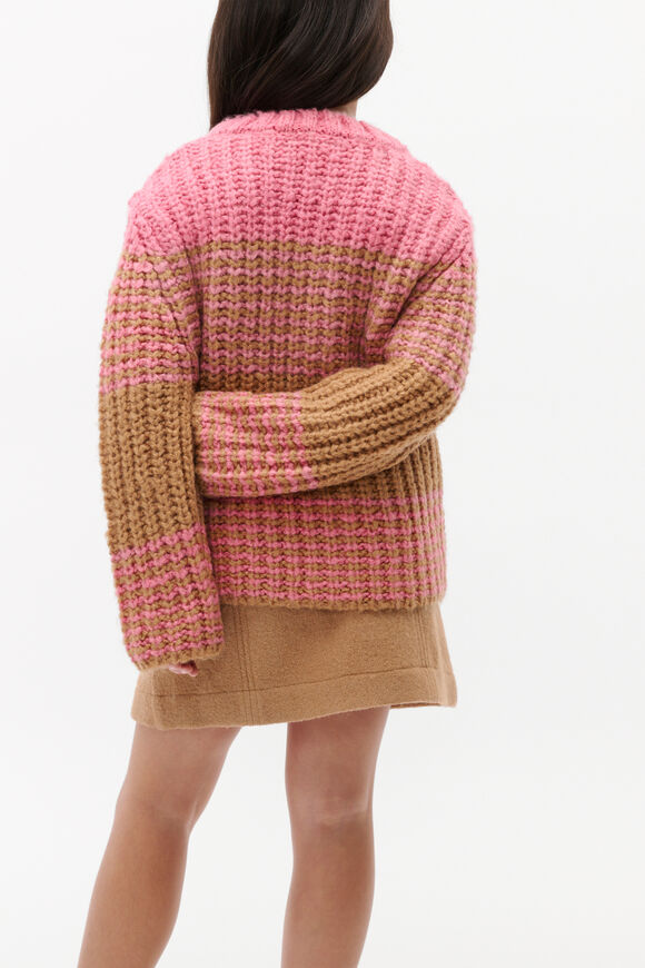 Stripe Knit Sweater  Raspberry  hi-res