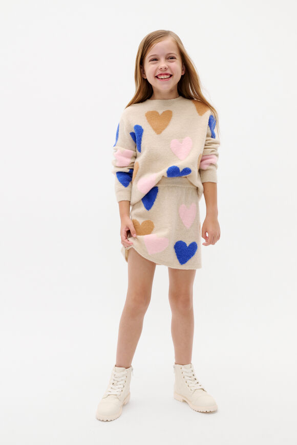Heart Knit Sweater  Oat Marle  hi-res