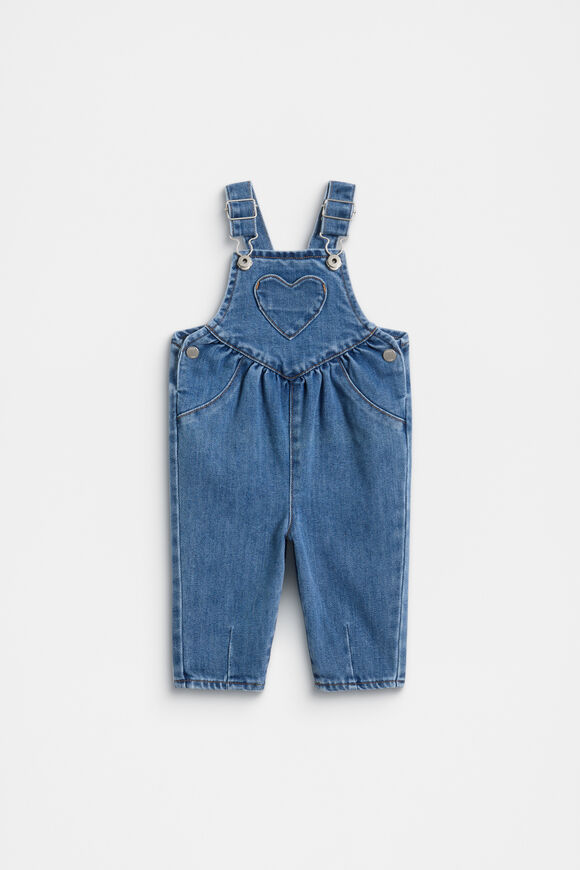 Heart Denim Overall  Mid Blue Wash  hi-res