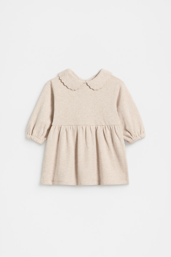 Scallop Collar Dress  Oat Marle  hi-res