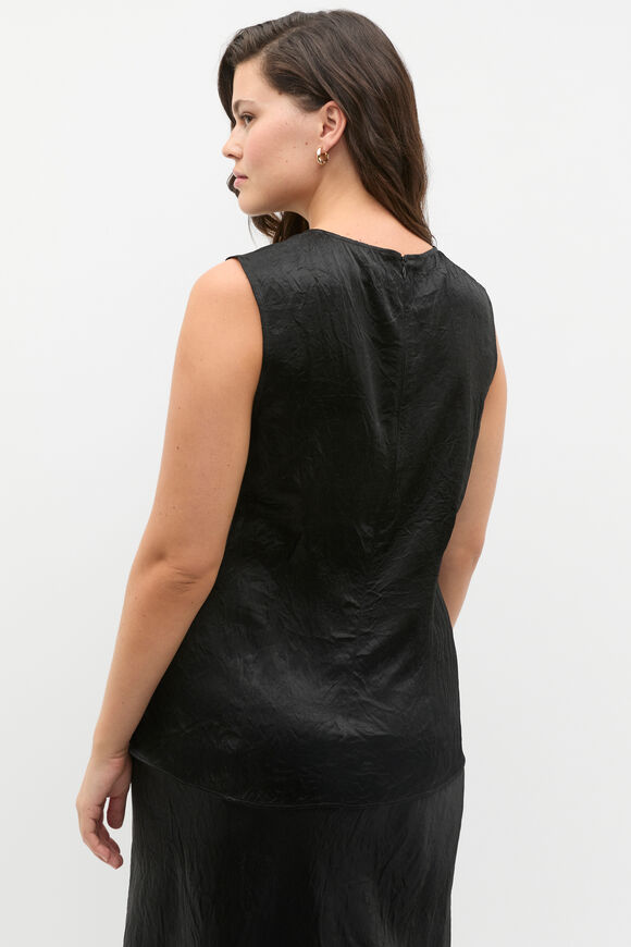 Textured Satin Top  Black  hi-res