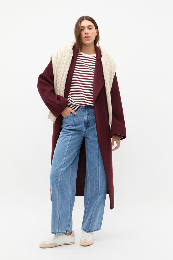 Oversized Stripe Top  Plum Red Stripe  hi-res