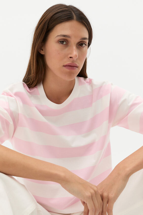Oversized Stripe Top  Rose Petal Stripe  hi-res