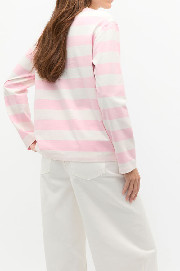 Oversized Stripe Top  Rose Petal Stripe  hi-res