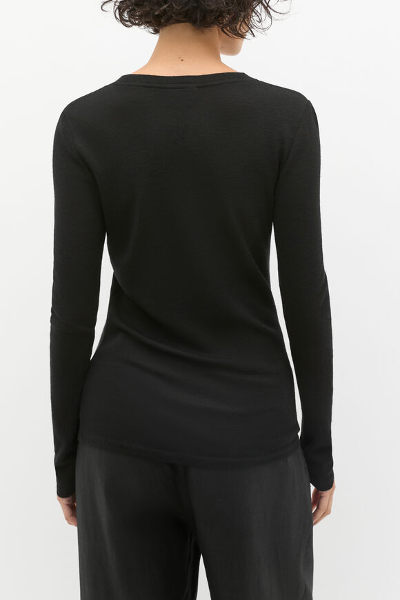 Australian Merino Crew Neck Top  Black  hi-res