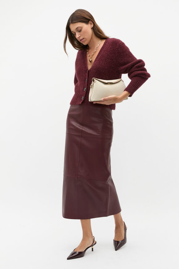 Lofty Button Knit Cardigan  Plum Red  hi-res