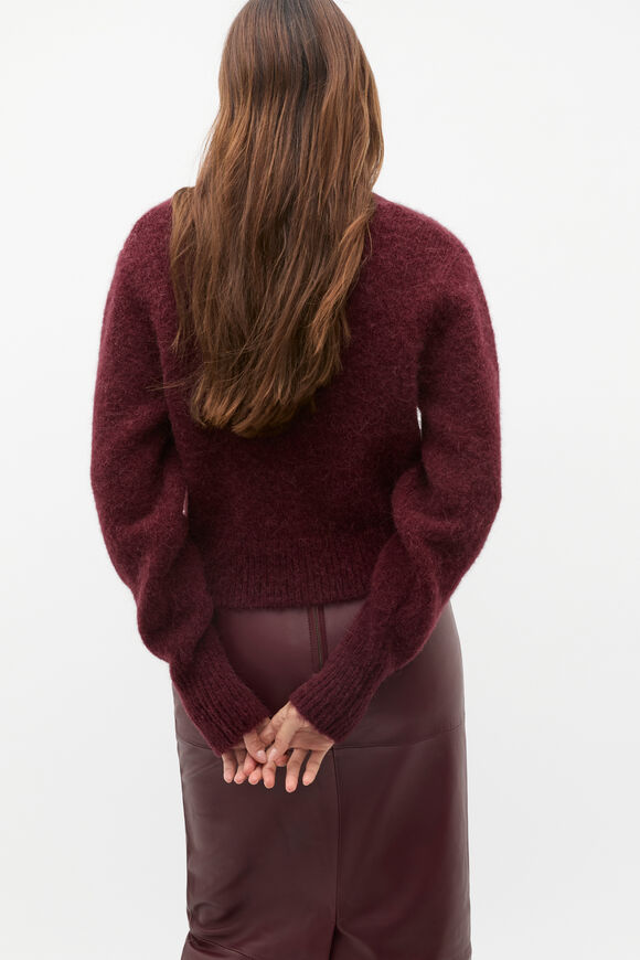 Lofty Button Knit Cardigan  Plum Red  hi-res