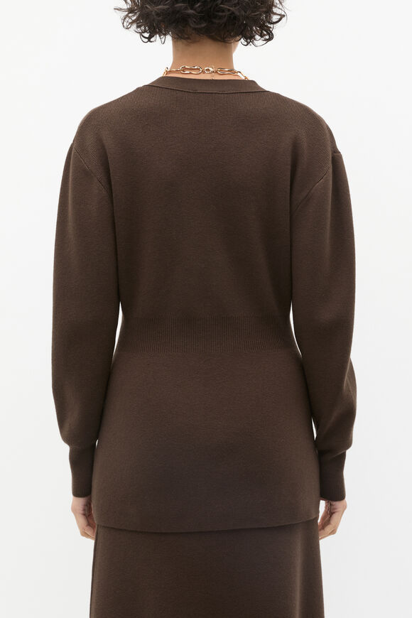 Longline V Neck Cardigan  Dark Espresso  hi-res