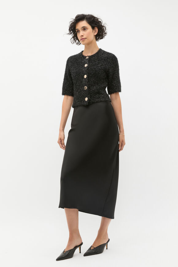 Satin Slip Skirt  Black  hi-res