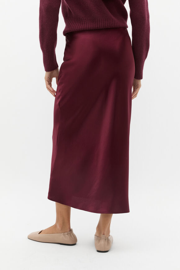 Satin Slip Skirt  Plum Red  hi-res