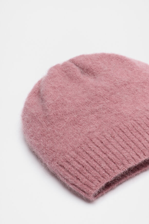 Fluffy Textured Beanie  Mauve  hi-res