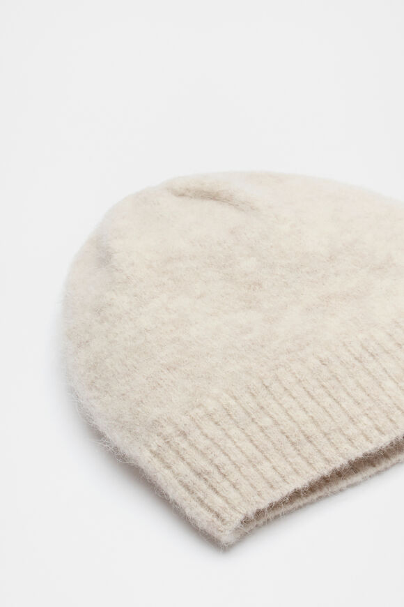 Fluffy Textured Beanie  Oat Marle  hi-res