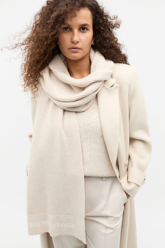 Rib Knit Logo Scarf  Oat Marle  hi-res