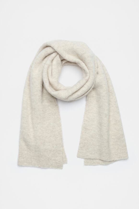 Fluffy Textured Scarf  Oat Marle  hi-res