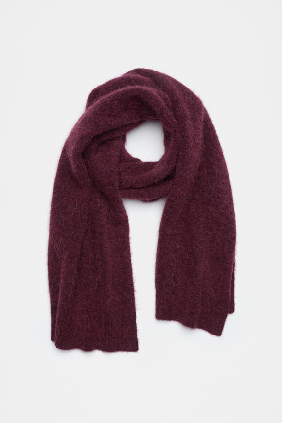 Fluffy Textured Scarf  Plum Red Marle  hi-res