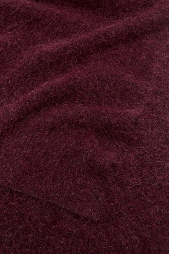 Fluffy Textured Scarf  Plum Red Marle  hi-res