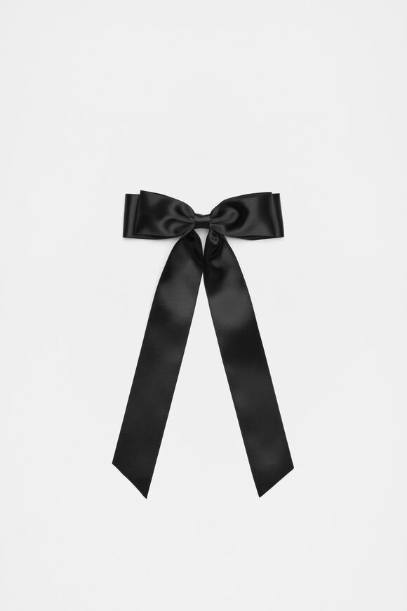 Fabric Bow Clip  Black  hi-res