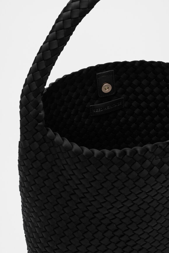 Woven Textured Tote  Black  hi-res