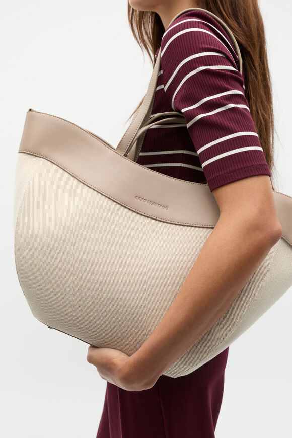 Textured Curved Tote  Cookie  hi-res