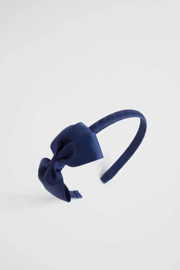 Grosgrain Bow Alice Band  Navy  hi-res