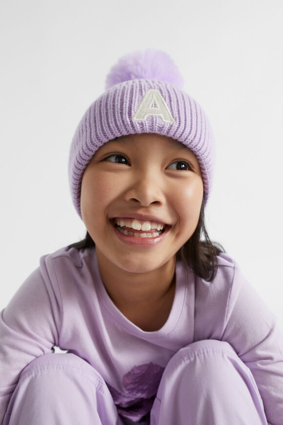 Embroidered Initial Beanie  A  hi-res