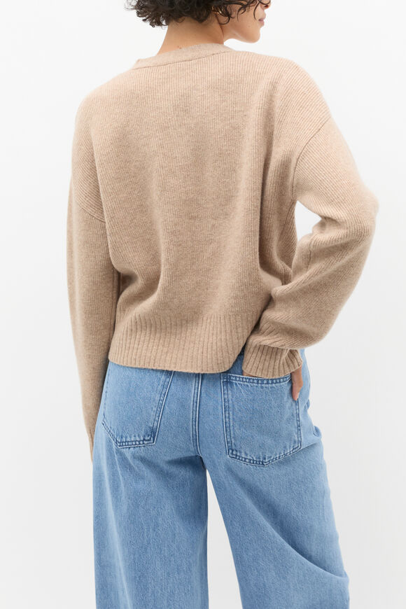 Merino Button Up Knit Cardigan  Cookie Marle  hi-res