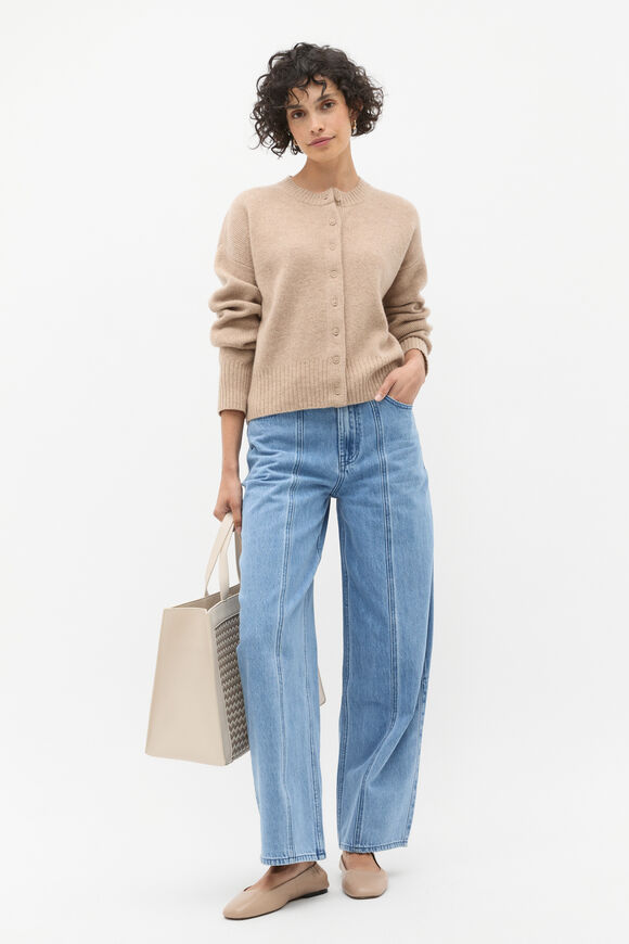 Merino Button Up Knit Cardigan  Cookie Marle  hi-res