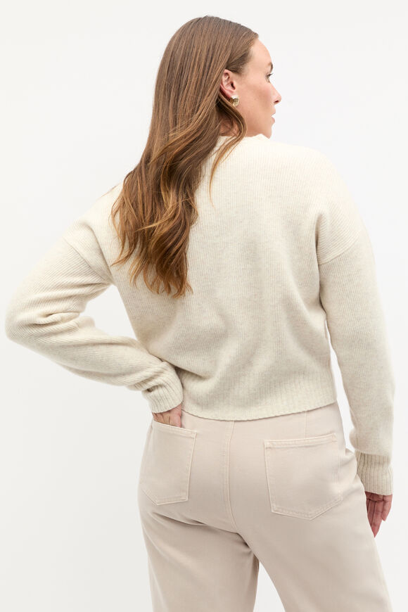 Merino Button Up Knit Cardigan  Oat Marle  hi-res