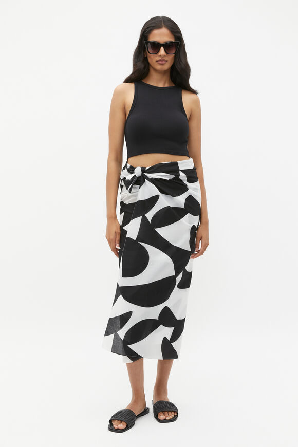 Geo Print Sarong  Black  hi-res