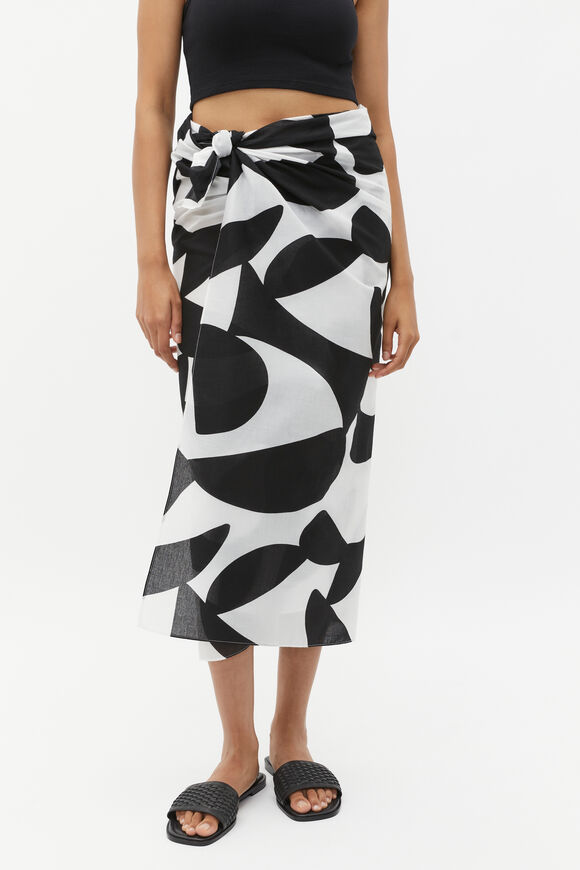 Geo Print Sarong  Black  hi-res