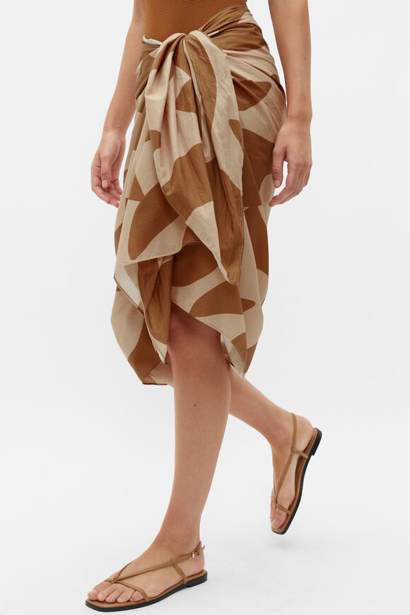 Geo Print Sarong  Cinnamon Spice  hi-res
