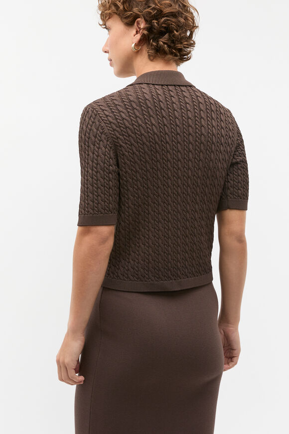 Crepe Knit Cable Cardigan  Dark Espresso  hi-res