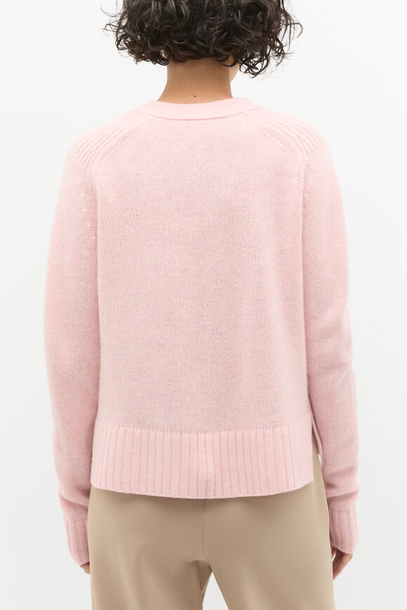 Merino Wool V Neck Pocket Cardigan  Rose Petal Marle  hi-res