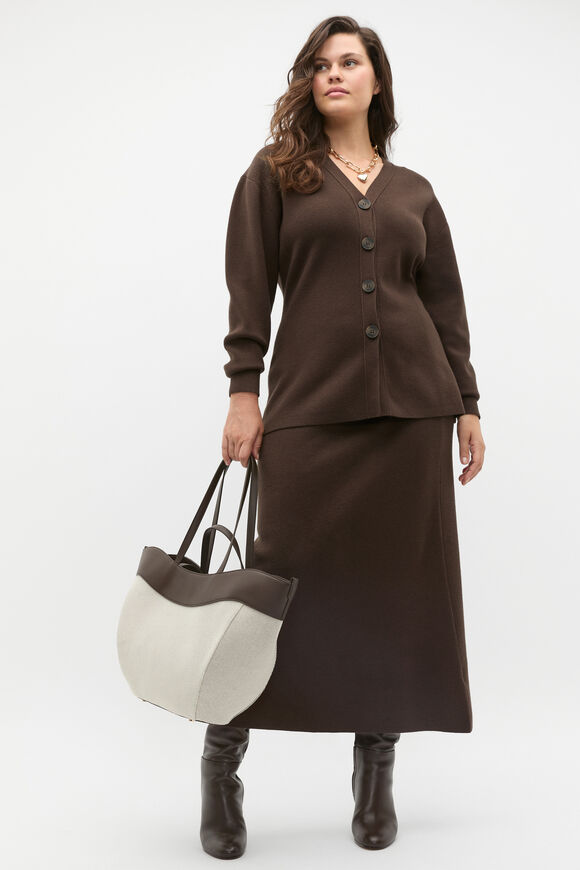 Longline V Neck Cardigan  Dark Espresso  hi-res
