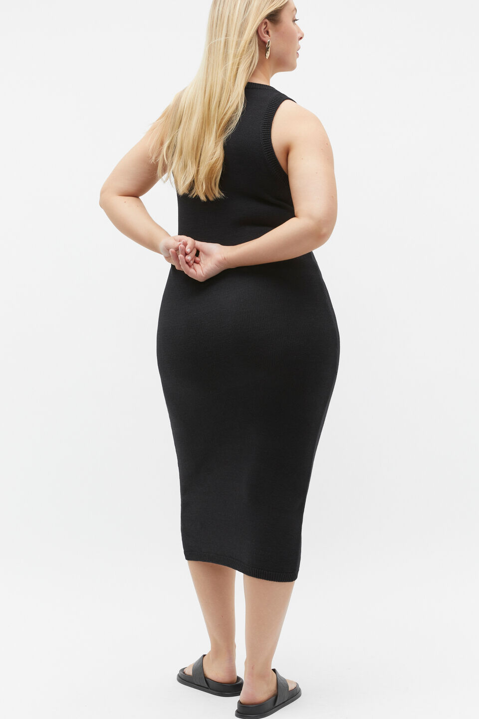Knit Tank Midi Dress  Black
