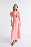 Linen Shirred Tie Front Midi Dress  Pale Peony  hi-res