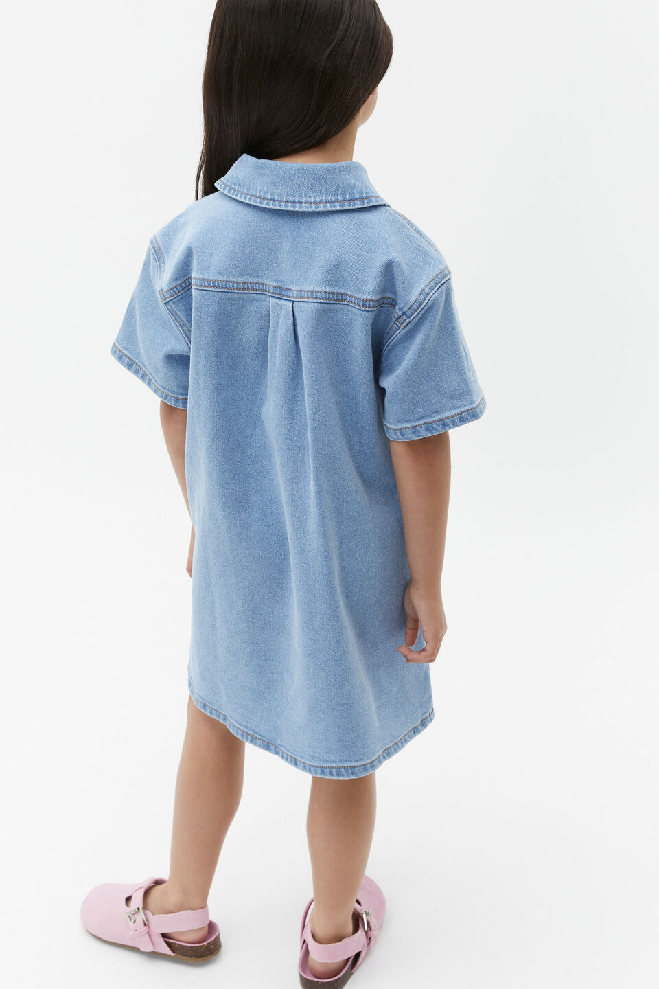 Pocket Denim Dress  Clean Blue Wash